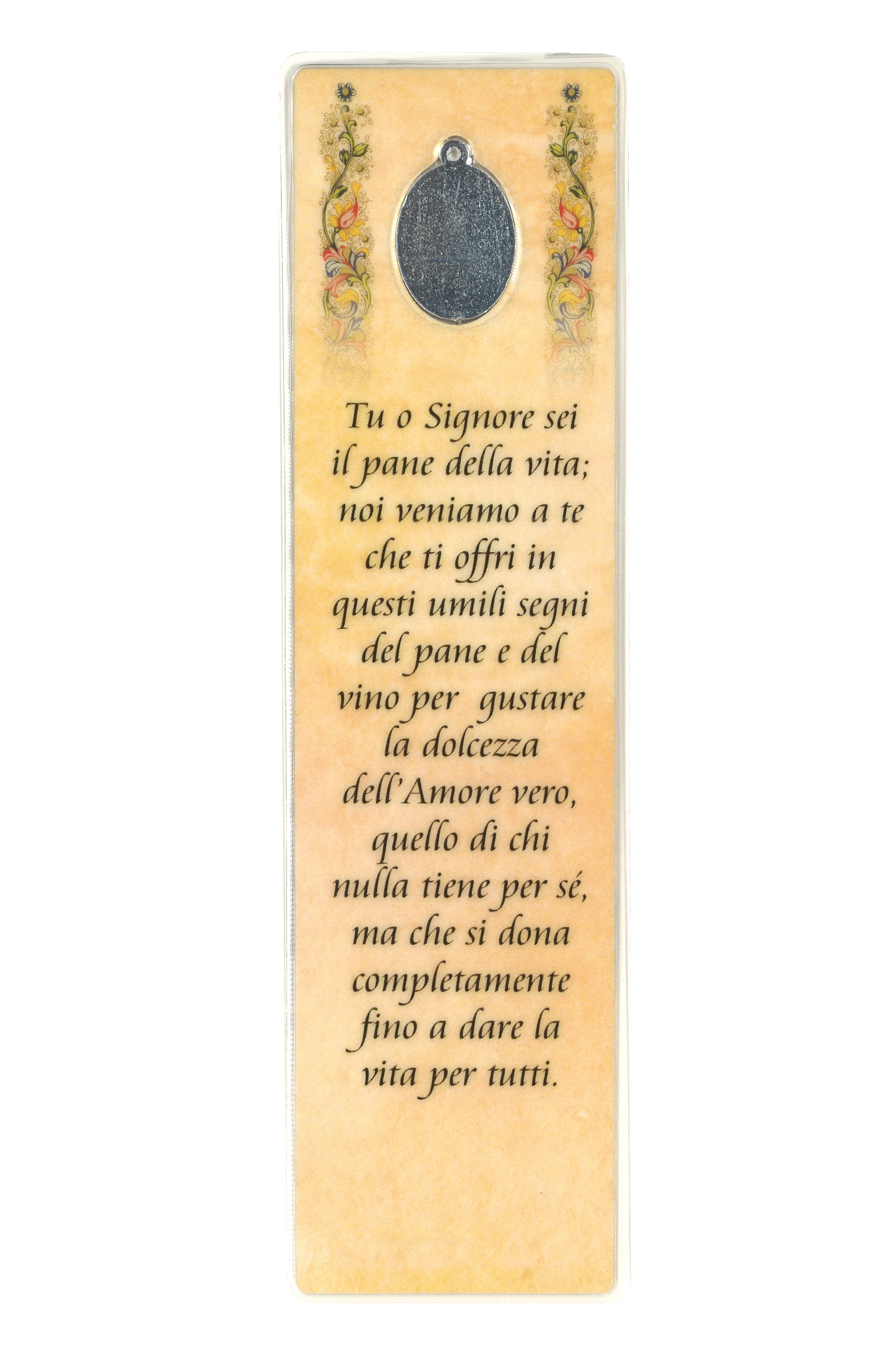 Segnalibro con medaglia smaltata. Comunione, Cresima, Confessione. Dimensioni 5x18 cm