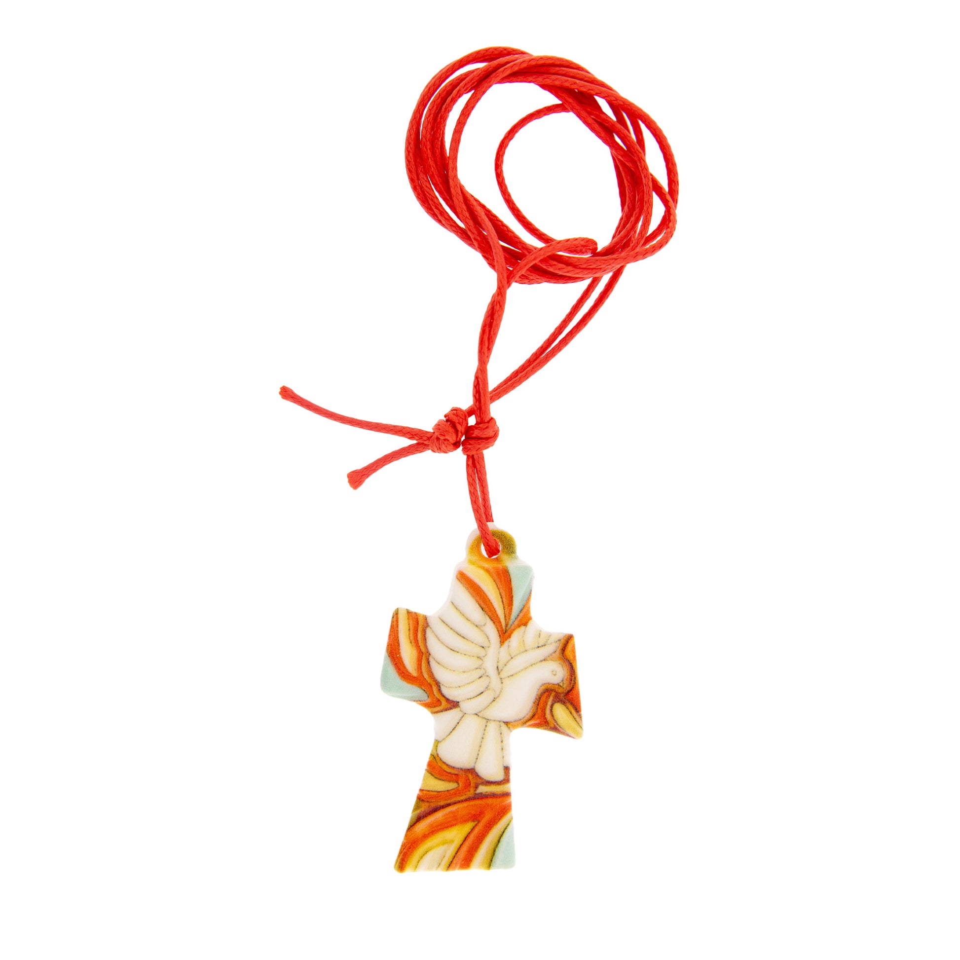 Ciondolo effetto ceramica con cartoncino. Per Confessione, Comunione, Cresima. Dimensioni 2x3,5 cm