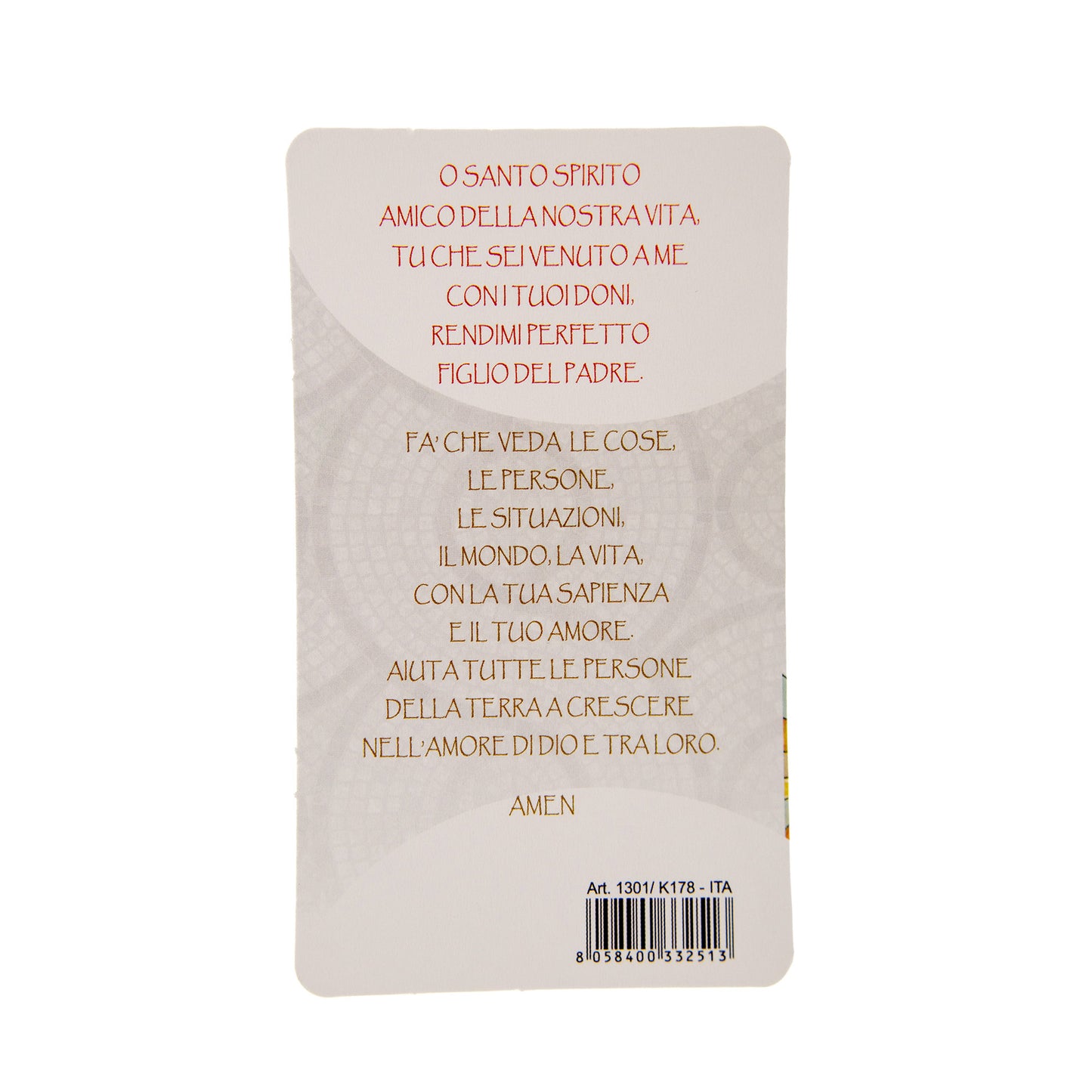 Ciondolo effetto ceramica con cartoncino. Per Confessione, Comunione, Cresima. Dimensioni 2x3,5 cm