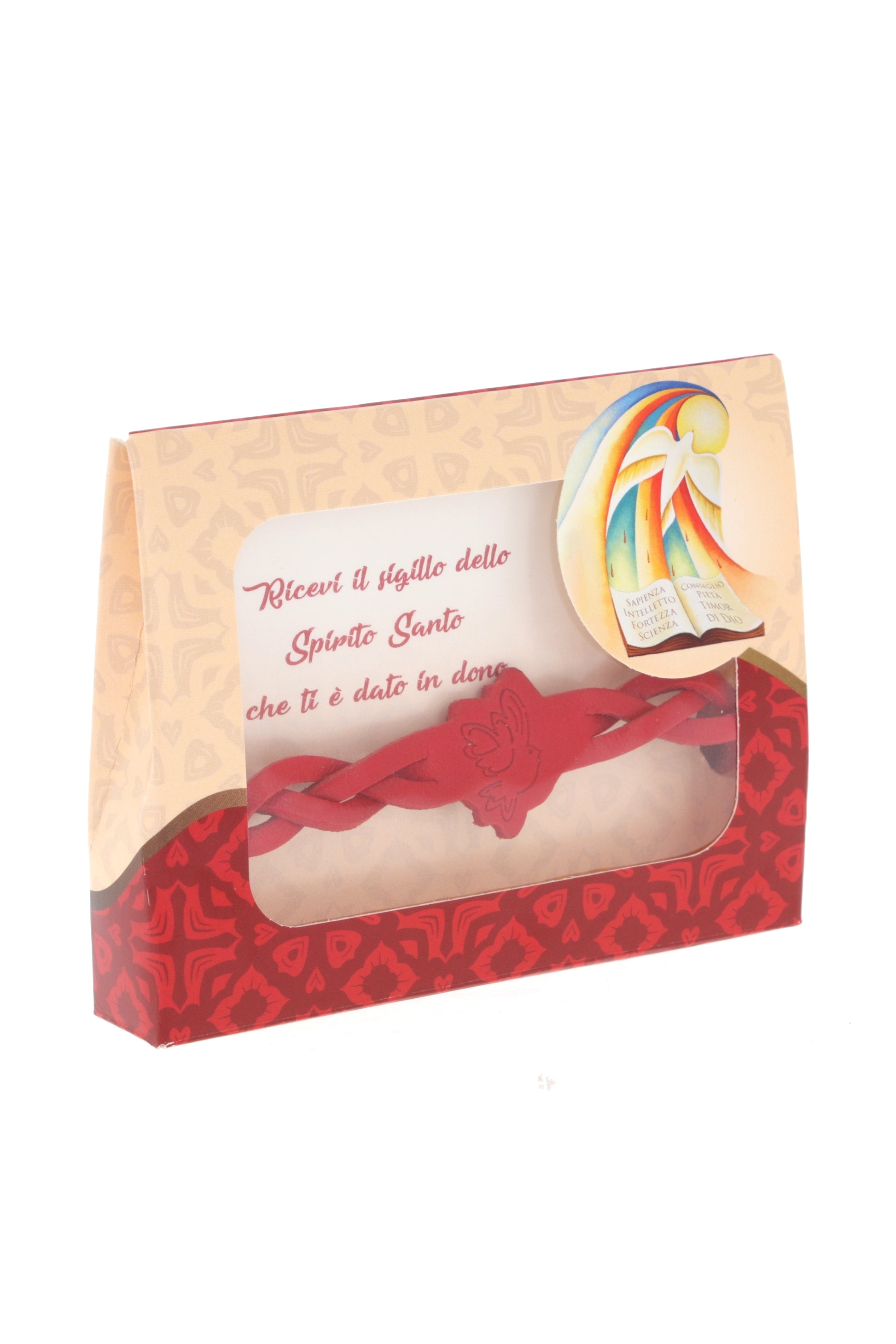 Bracciale in pelle con confezione. Per Comunione e Cresima. Dimensioni 1x21,5 cm