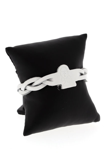 Bracciale in pelle con confezione. Per Comunione e Cresima. Dimensioni 1x21,5 cm