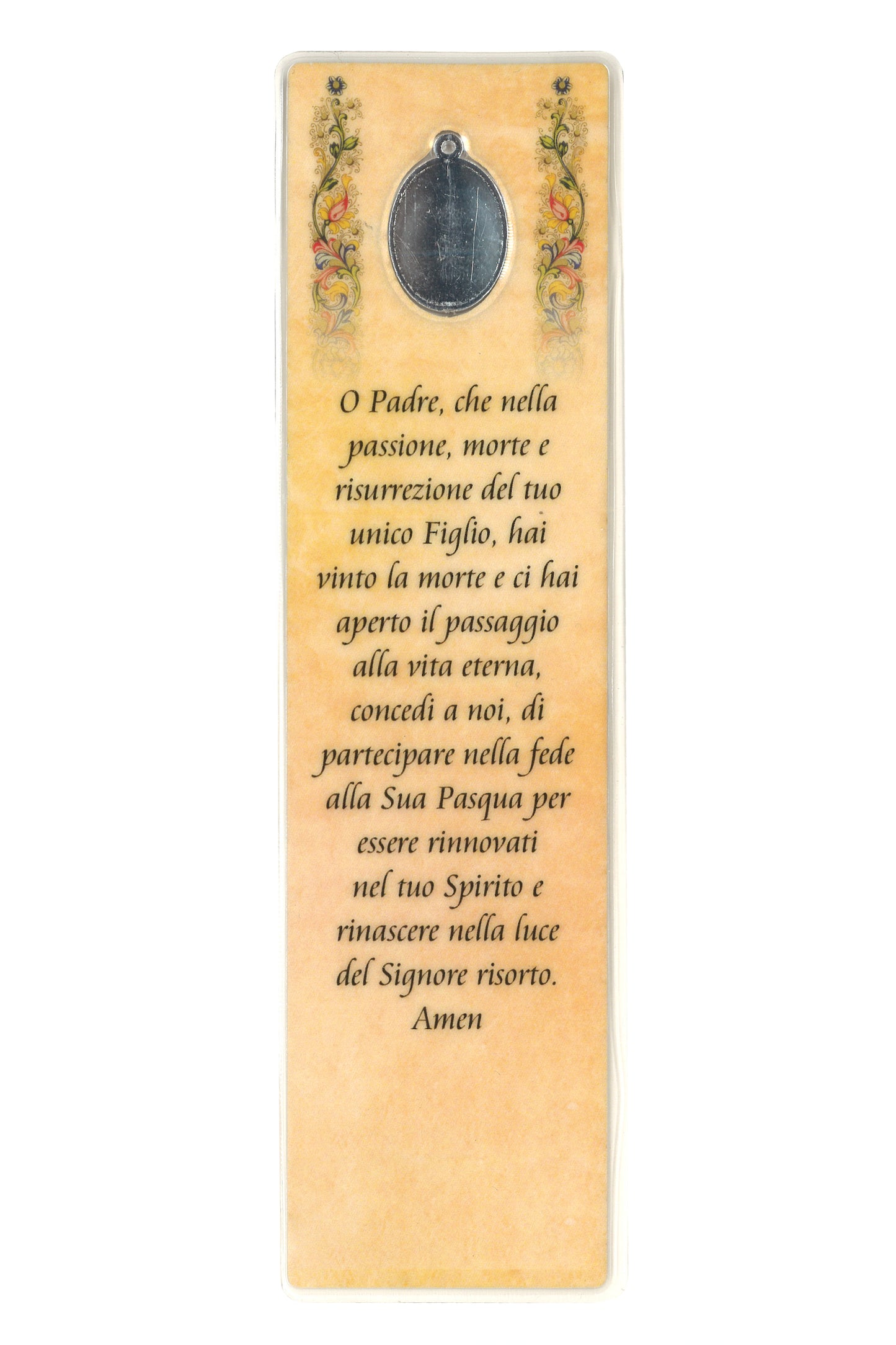 Segnalibro con medaglia smaltata Gesù Risorto. Dimensioni 5x18 cm