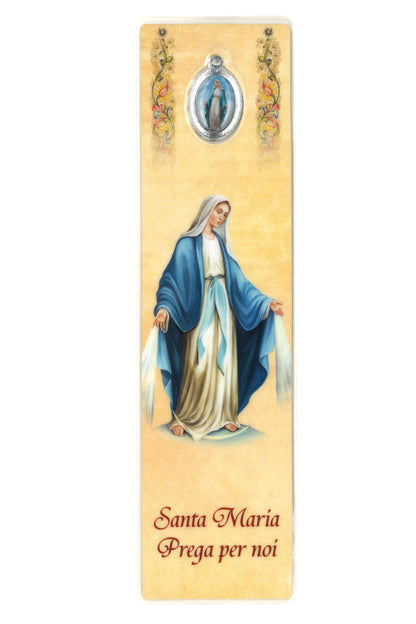 Segnalibro con medaglia smaltata Immacolata. Dimensioni 5x18 cm
