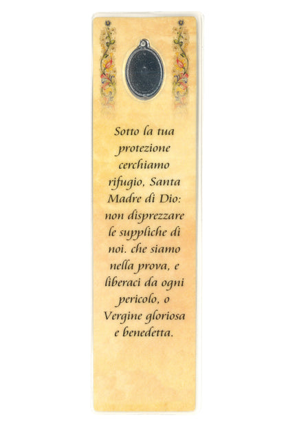 Segnalibro con medaglia smaltata Immacolata. Dimensioni 5x18 cm
