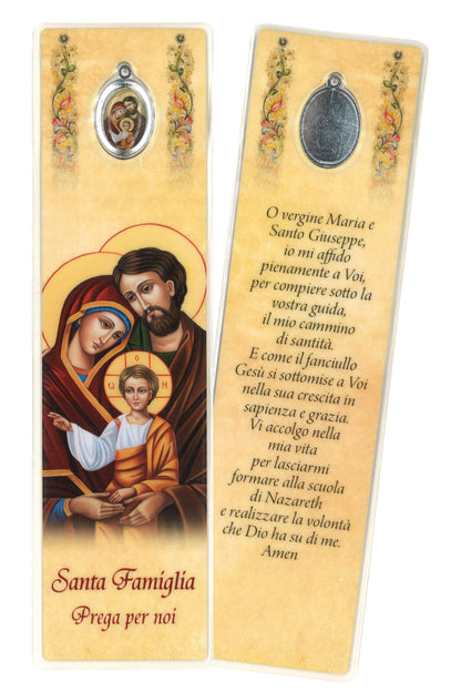 Segnalibro con medaglia smaltata Santa Famiglia. Dimensioni 5x18 cm