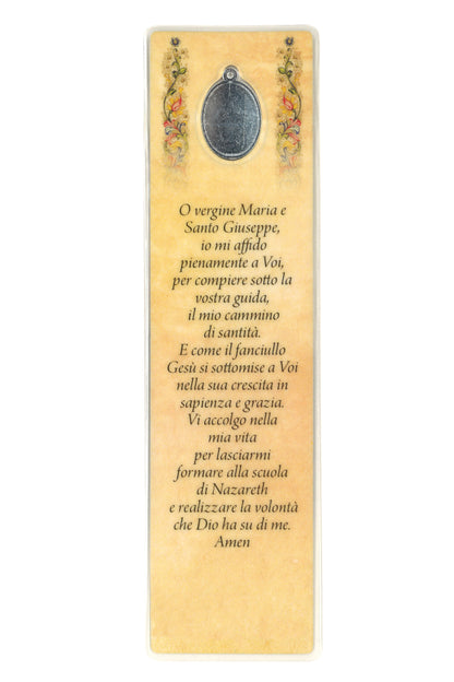 Segnalibro con medaglia smaltata Santa Famiglia. Dimensioni 5x18 cm