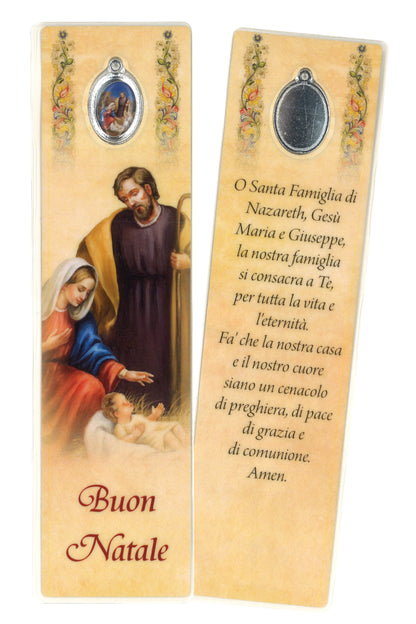 Segnalibro con medaglia smaltata Natale. Dimensioni 5x18 cm