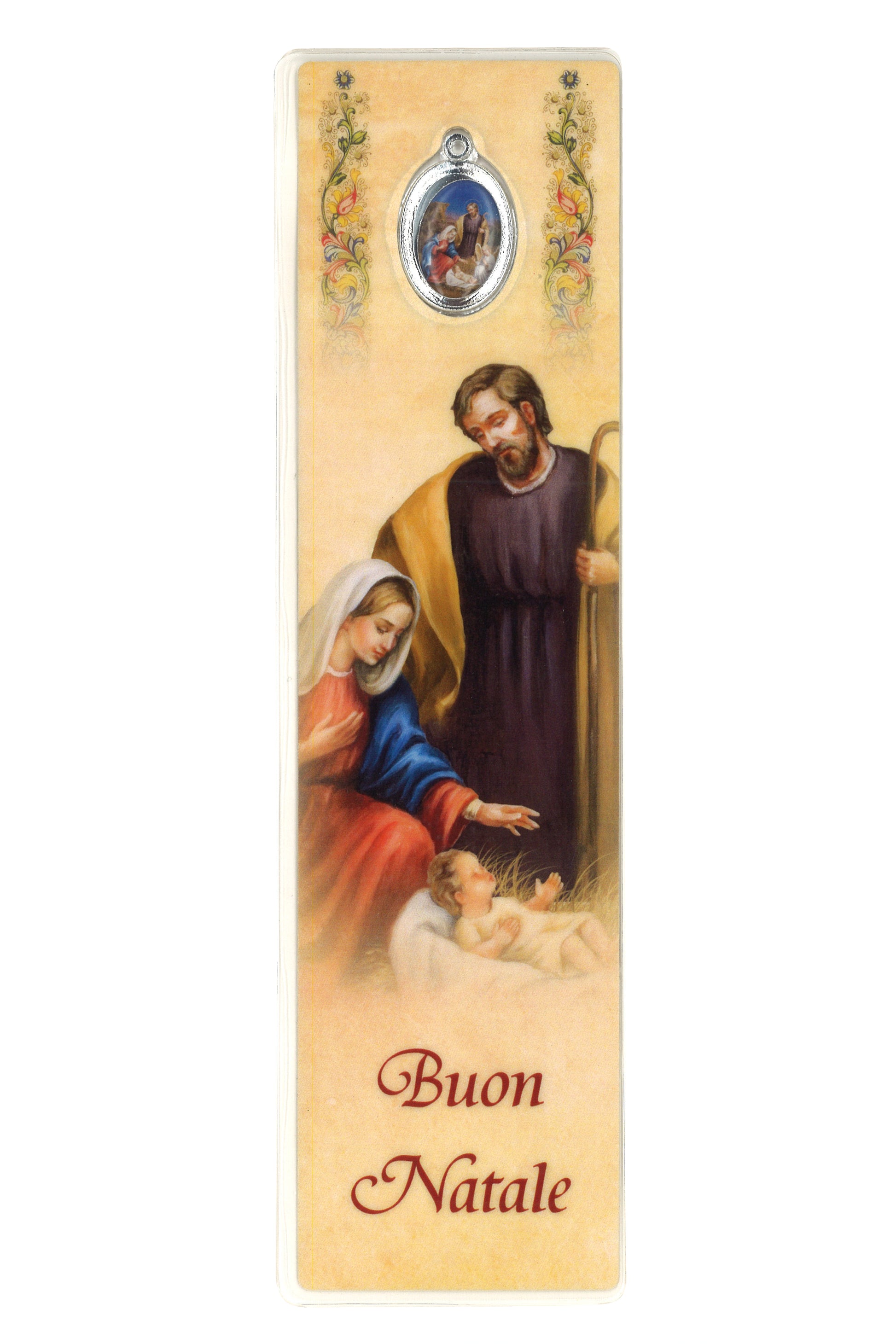 Segnalibro con medaglia smaltata Natale. Dimensioni 5x18 cm