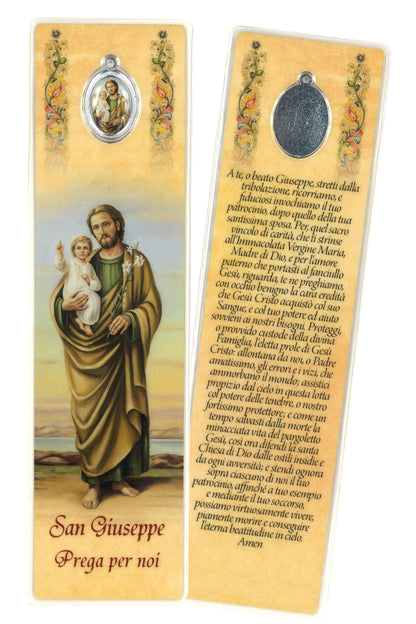 Segnalibro con medaglia smaltata San Giuseppe. Dimensioni 5x18 cm