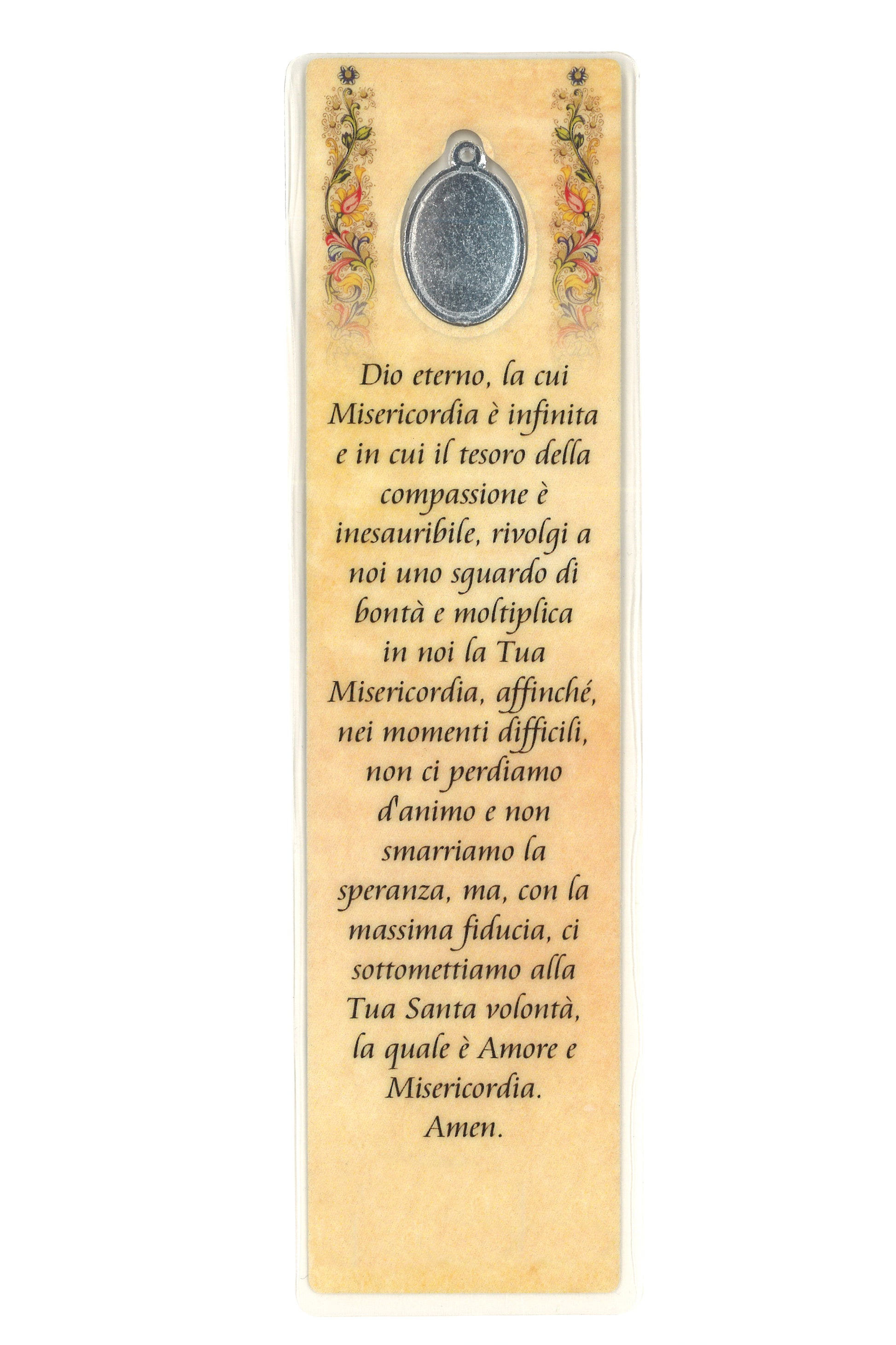 Segnalibro con medaglia smaltata Gesu' Confido in Te. Dimensioni 5x18 cm