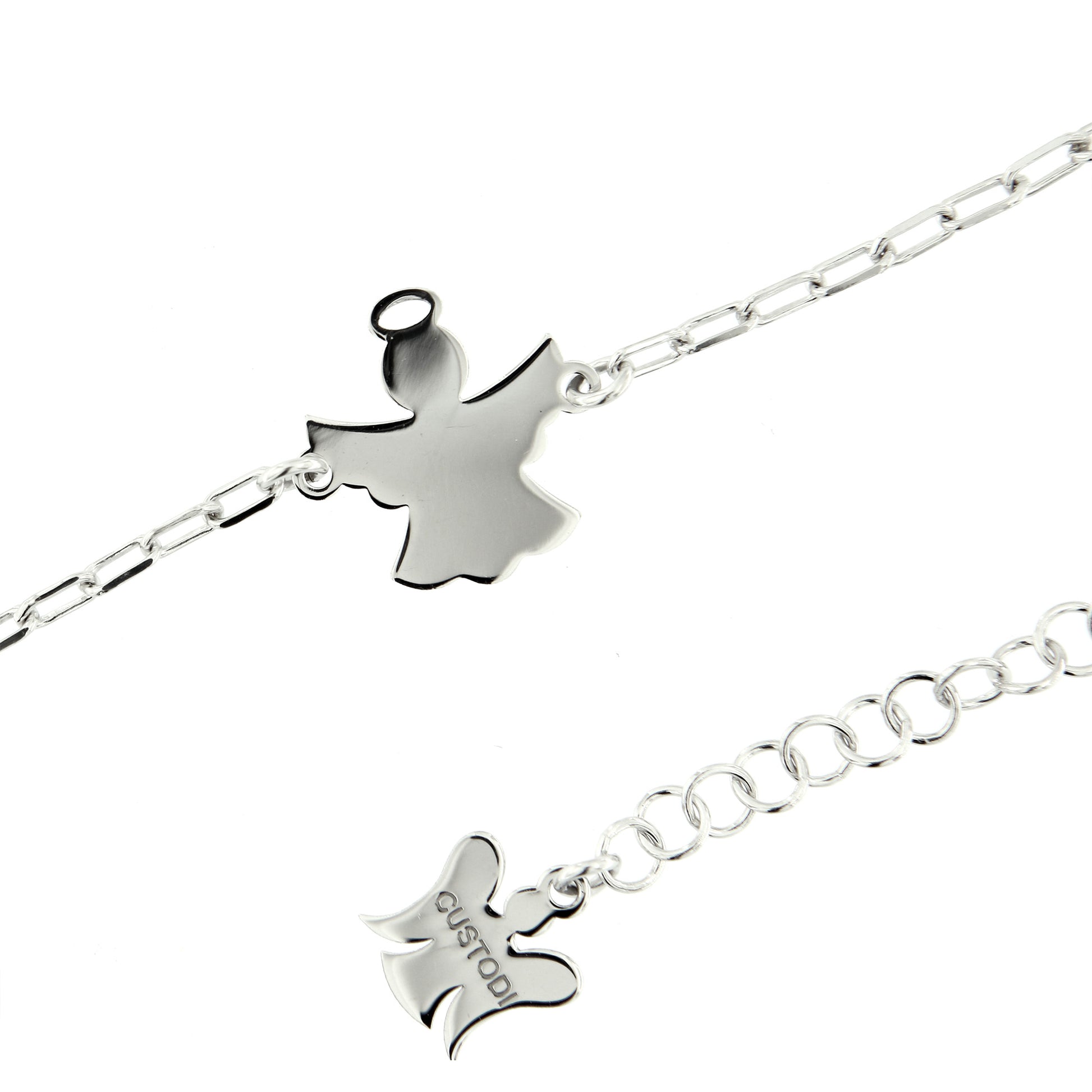 Bracciale Angelo in argento 925. Lunghezza 17+3 cm