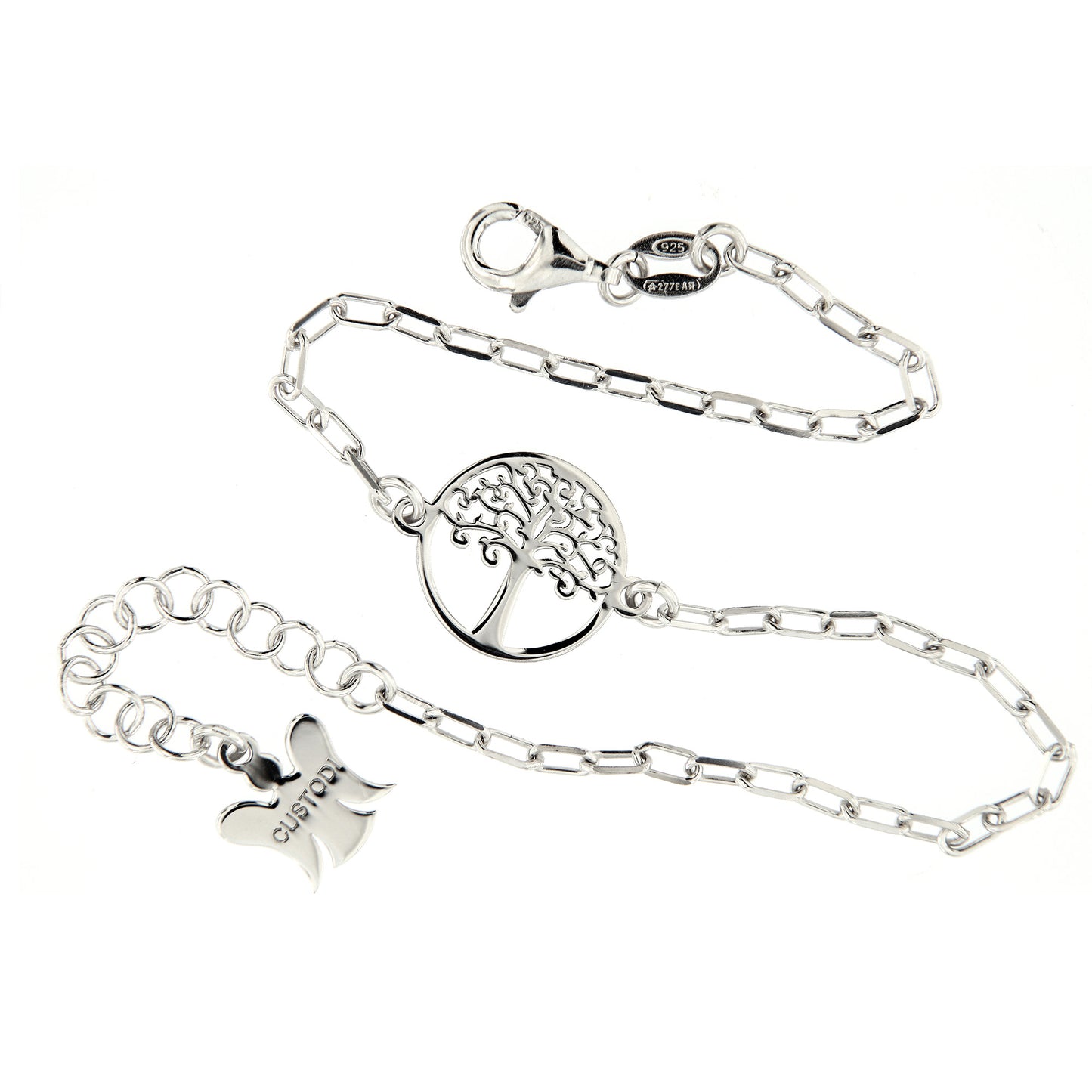 Bracciale Albero della Vita in argento 925. Lunghezza 17+3 cm