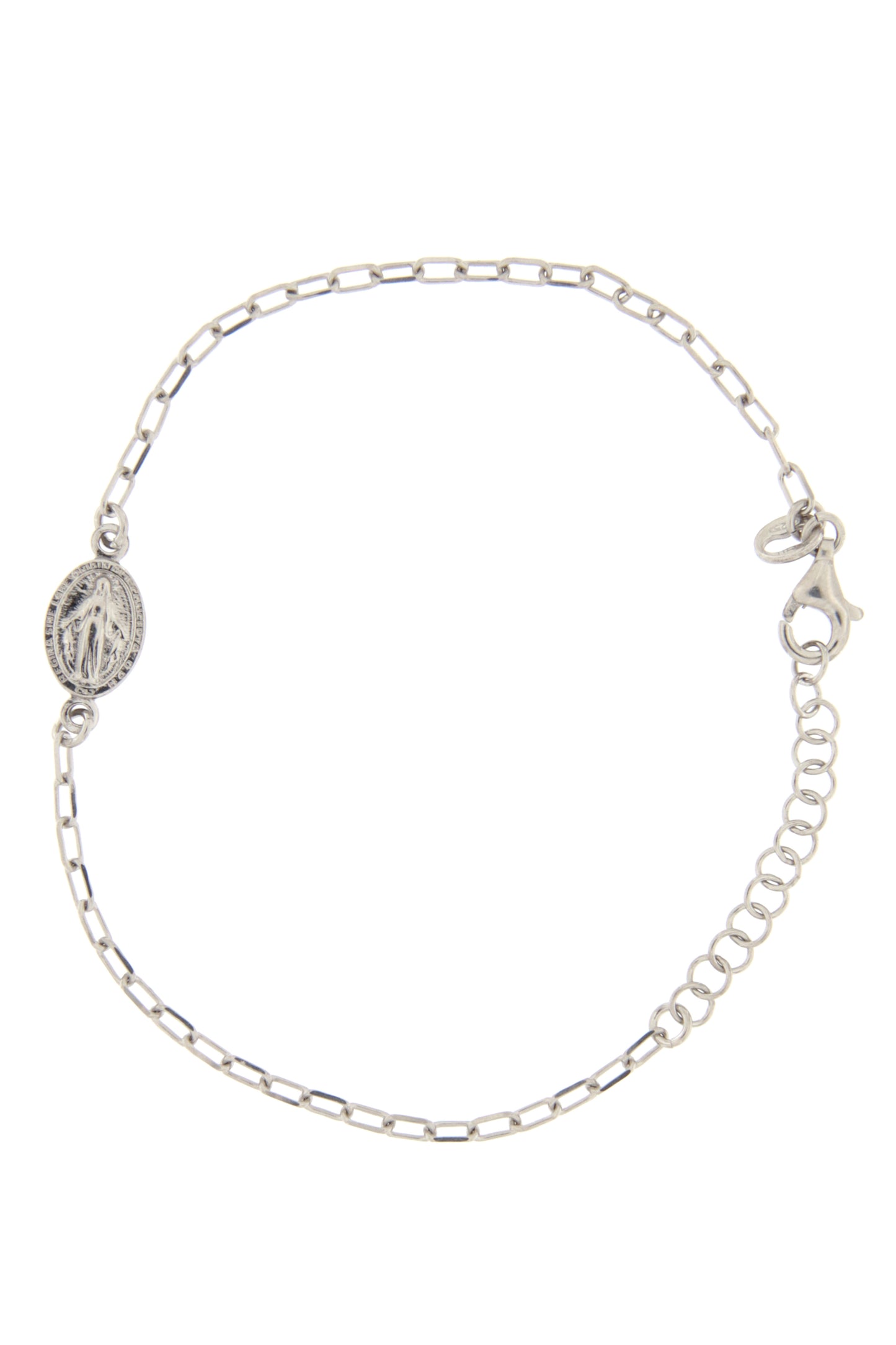 Bracciale medaglia Miracolosa in argento 925. Lunghezza 17+3 cm