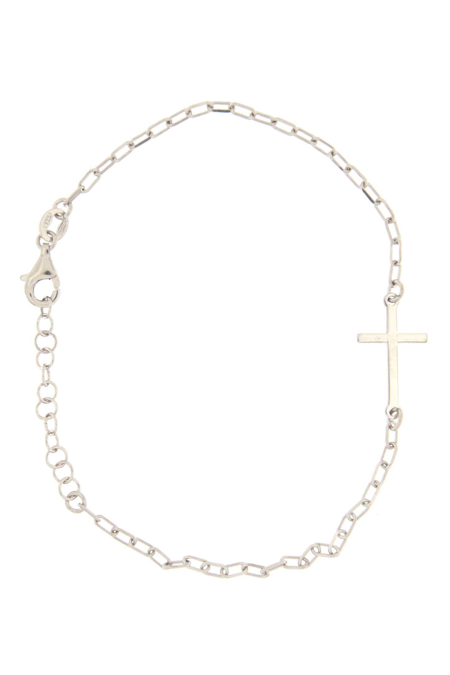 Bracciale Croce in argento 925. Lunghezza 17+3 cm