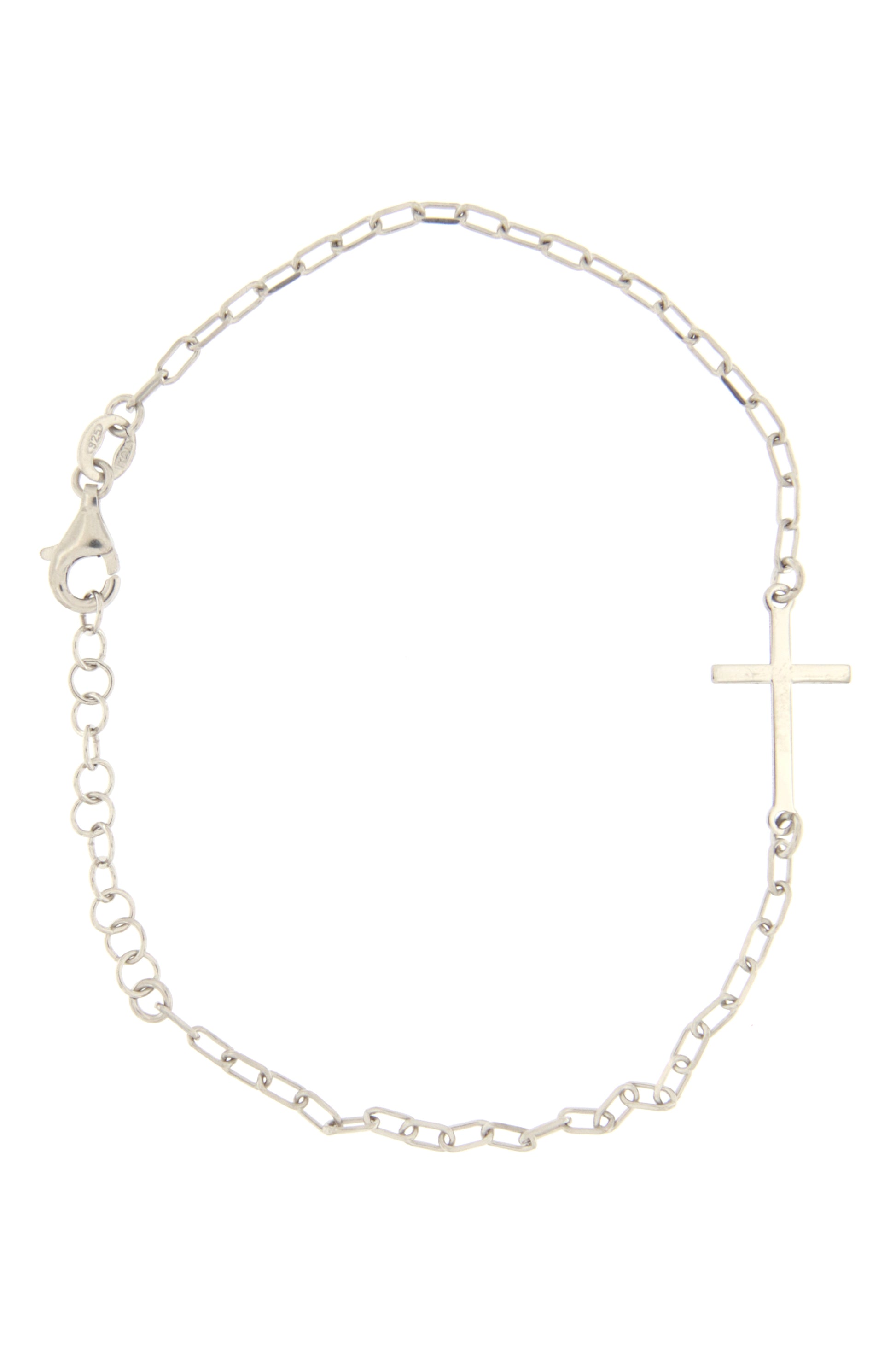 Bracciale Croce in argento 925. Lunghezza 17+3 cm