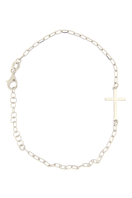 Bracciale Croce in argento 925. Lunghezza 17+3 cm