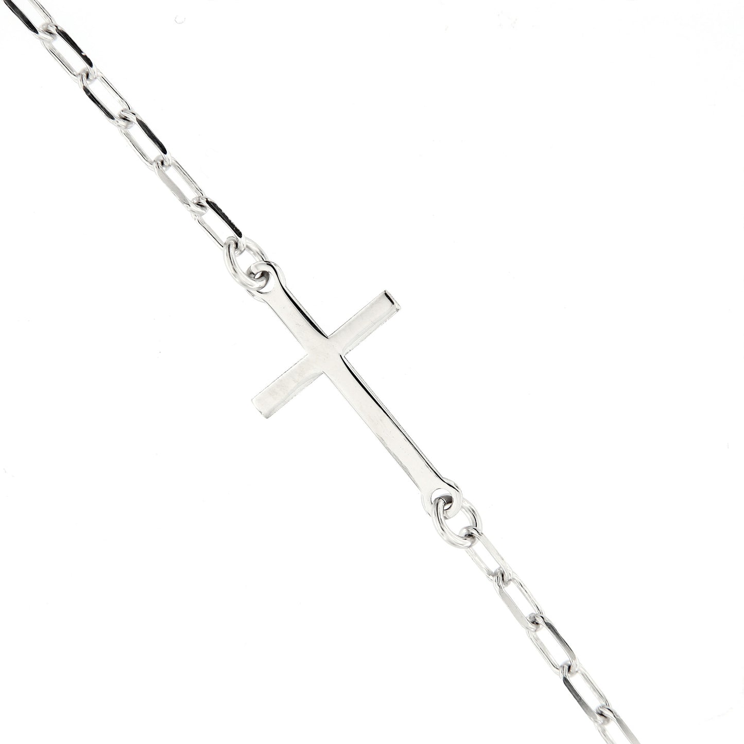 Bracciale Croce in argento 925. Lunghezza 17+3 cm