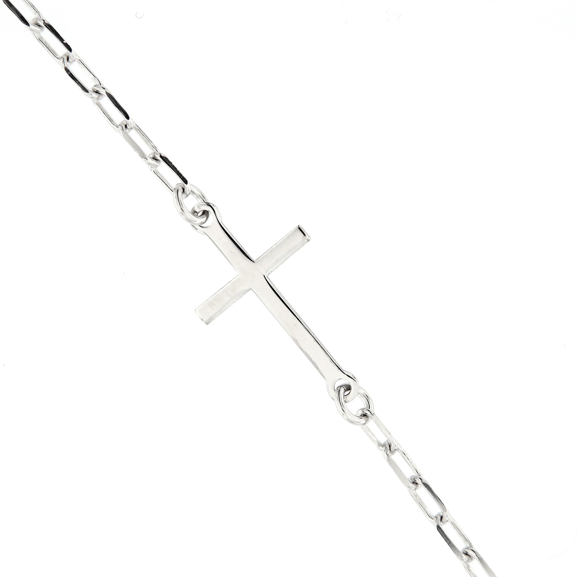 Bracciale Croce in argento 925. Lunghezza 17+3 cm