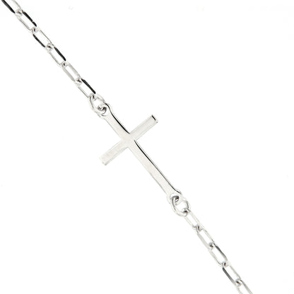 Bracciale Croce in argento 925. Lunghezza 17+3 cm