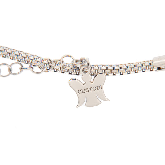 Bracciale maschile a maglia larga in argento 925. Lunghezza 17+3 cm