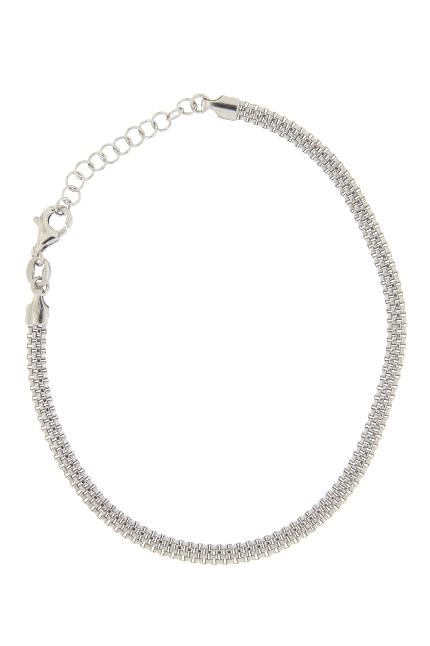 Bracciale maschile a maglia larga in argento 925. Lunghezza 17+3 cm