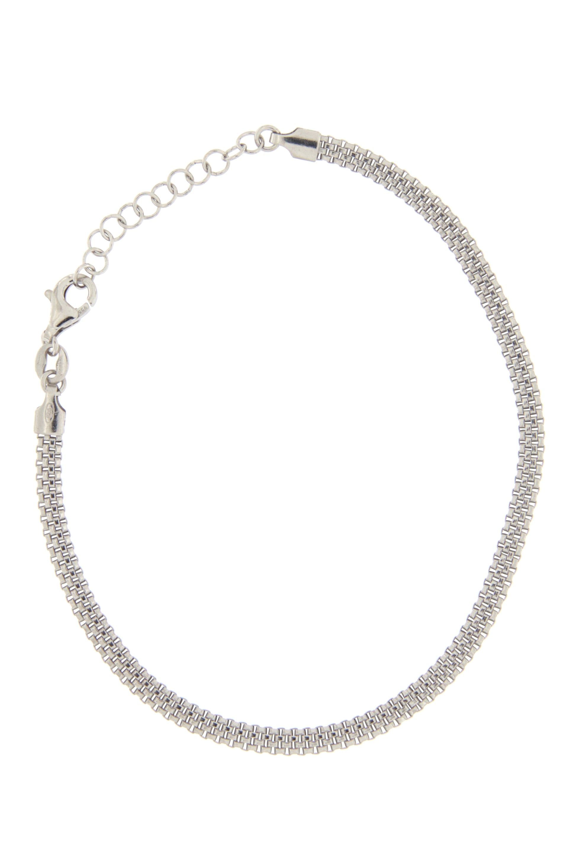 Bracciale maschile a maglia larga in argento 925. Lunghezza 17+3 cm