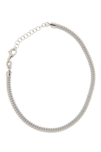 Bracciale maschile a maglia larga in argento 925. Lunghezza 17+3 cm