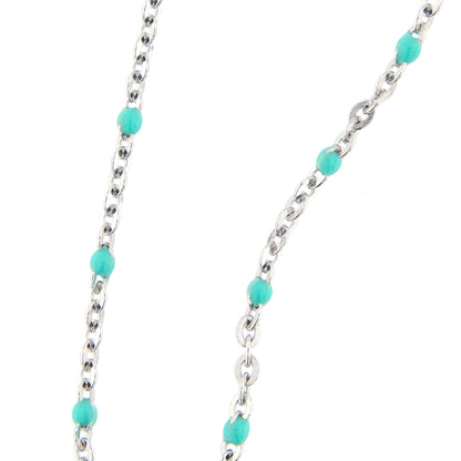 Bracciale bimbo in argento 925 con elementi smaltati celesti. Lunghezza 13+3 cm