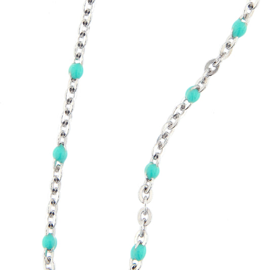 Bracciale bimbo in argento 925 con elementi smaltati celesti. Lunghezza 13+3 cm