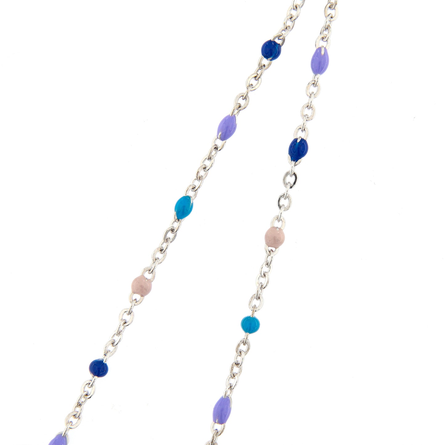 Bracciale bimbo/bimba in argento 925 con elementi smaltati colorati pastello. Lunghezza 16+3 cm