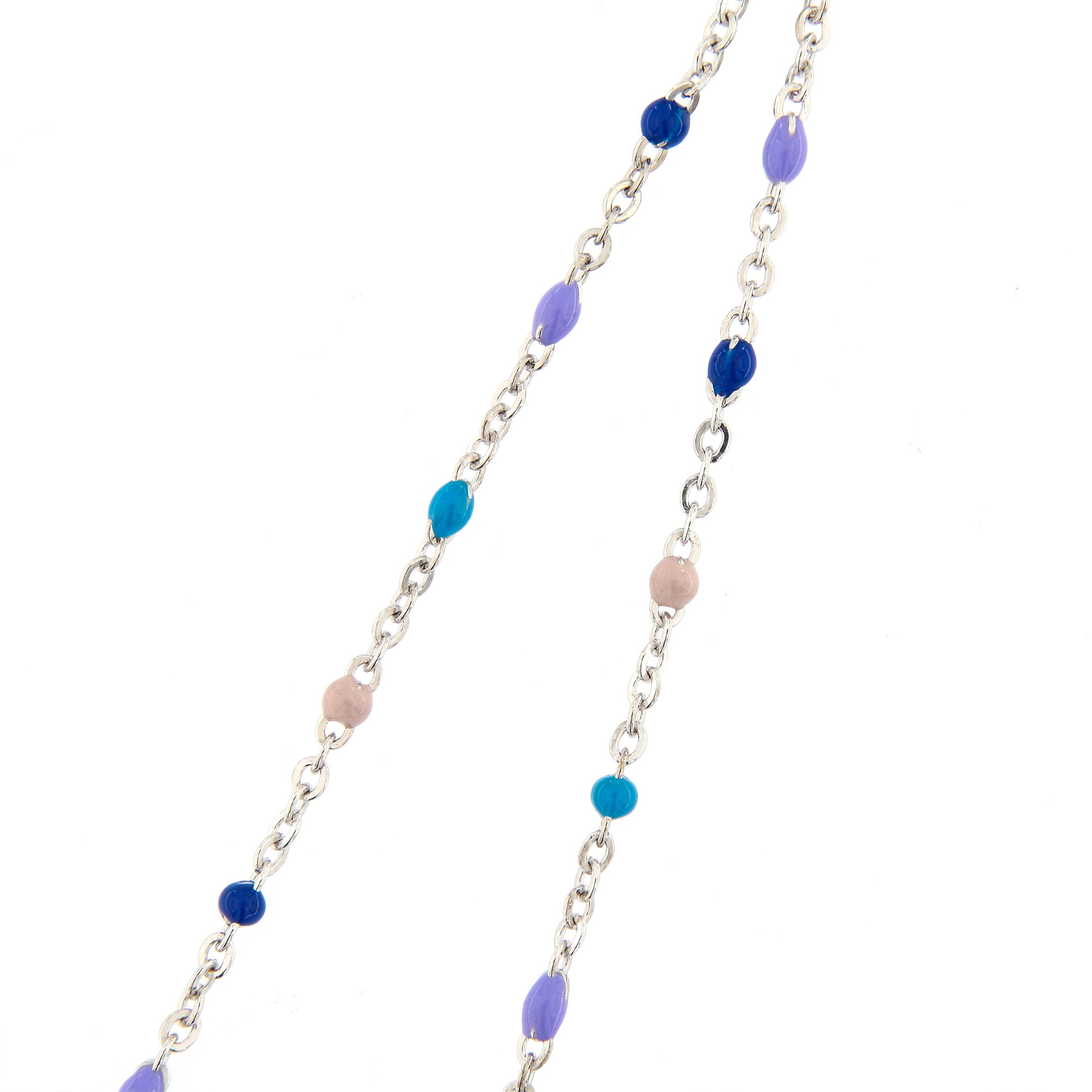 Bracciale bimbo/bimba in argento 925 con elementi smaltati colorati pastello. Lunghezza 16+3 cm
