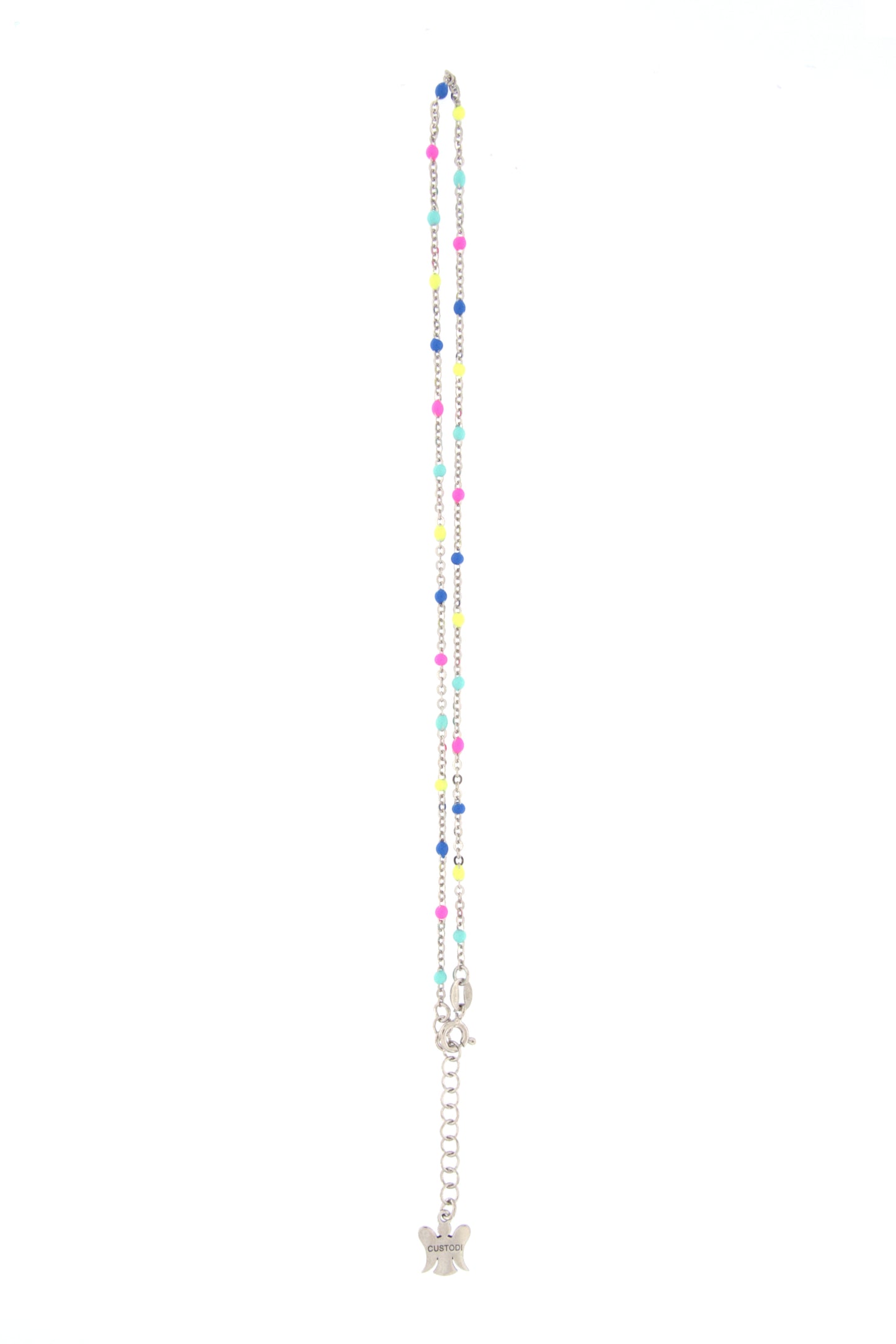 Catenina bimbo/bimba in argento 925 con elementi smaltati colorati fluo