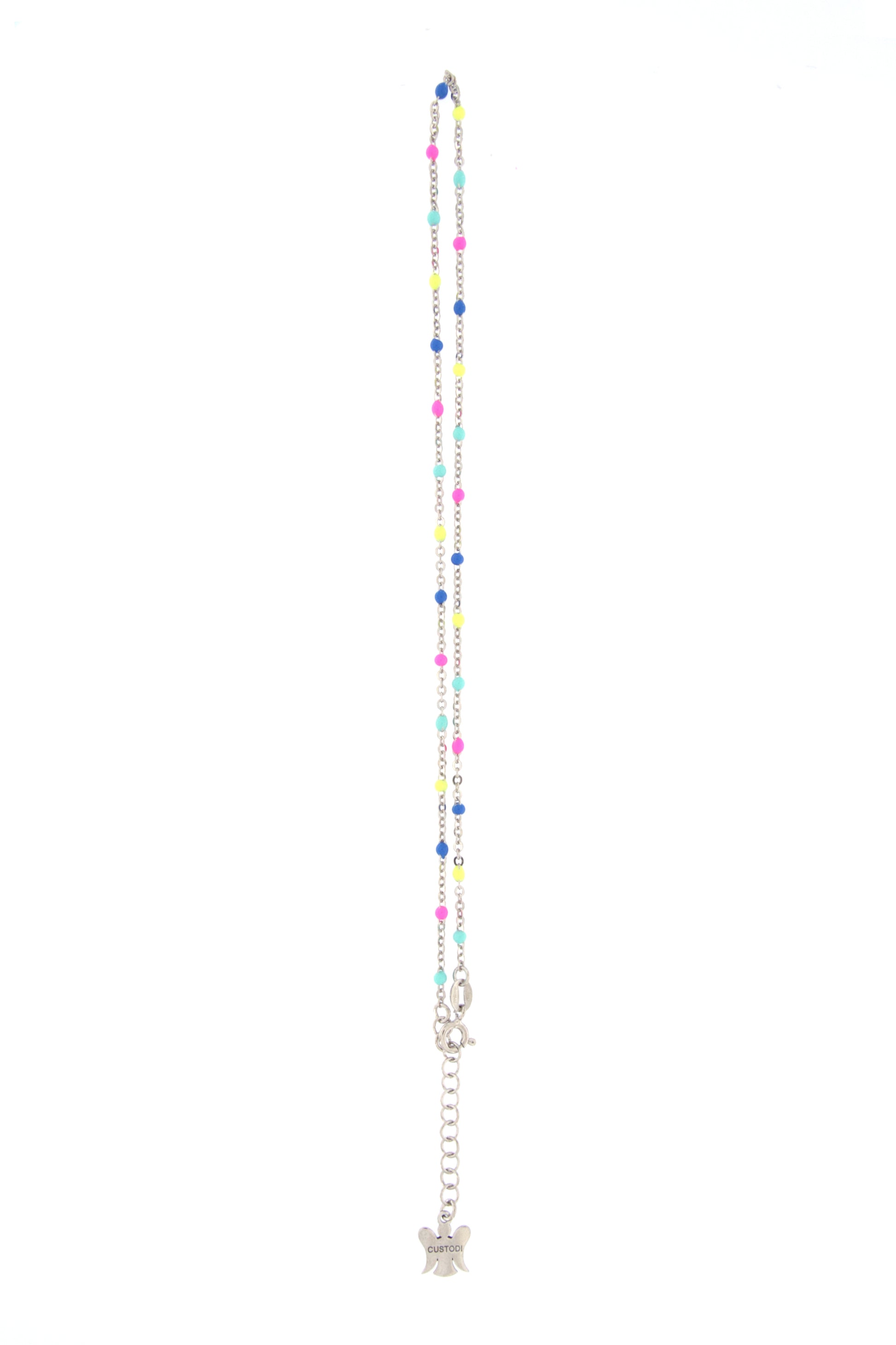 Catenina bimbo/bimba in argento 925 con elementi smaltati colorati fluo