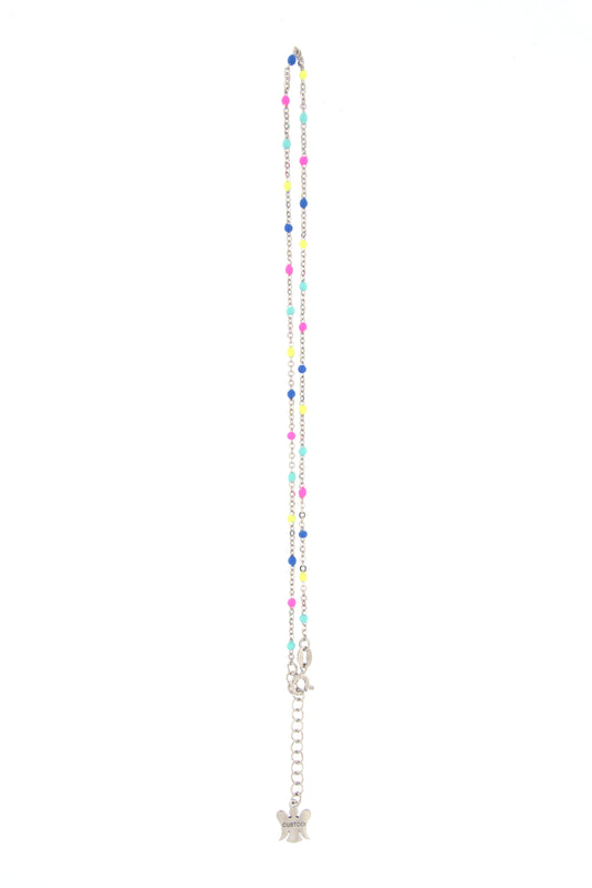 Catenina bimbo/bimba in argento 925 con elementi smaltati colorati fluo