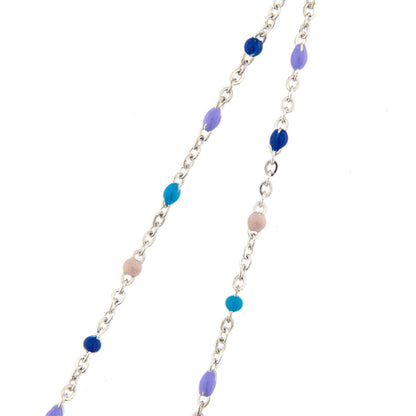 Catenina bimbo/bimba con elementi smaltati colorati pastello. Lunghezza 31,5+2 cm
