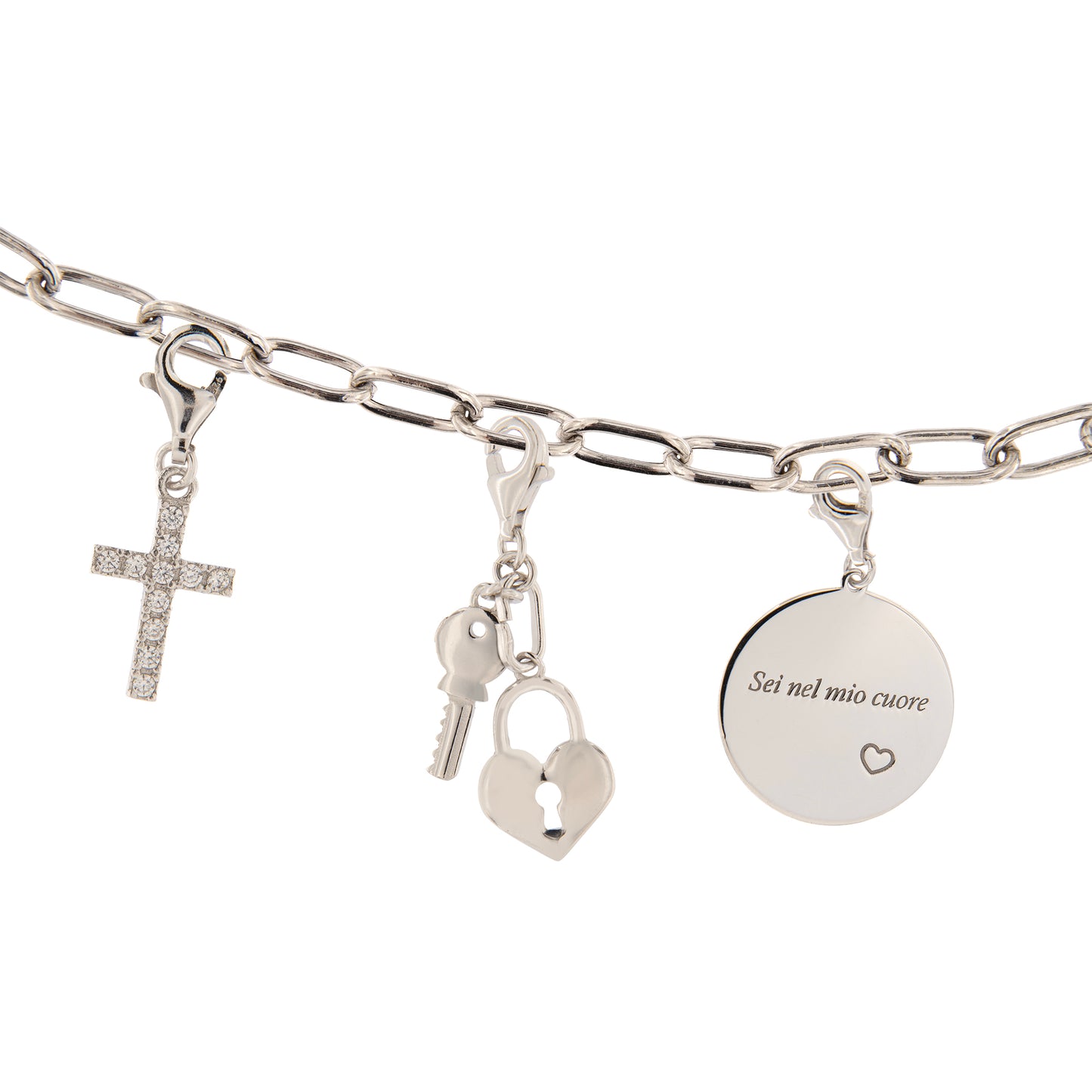 Bracciale base per ciondoli in argento 925. Lunghezza 17+3 cm