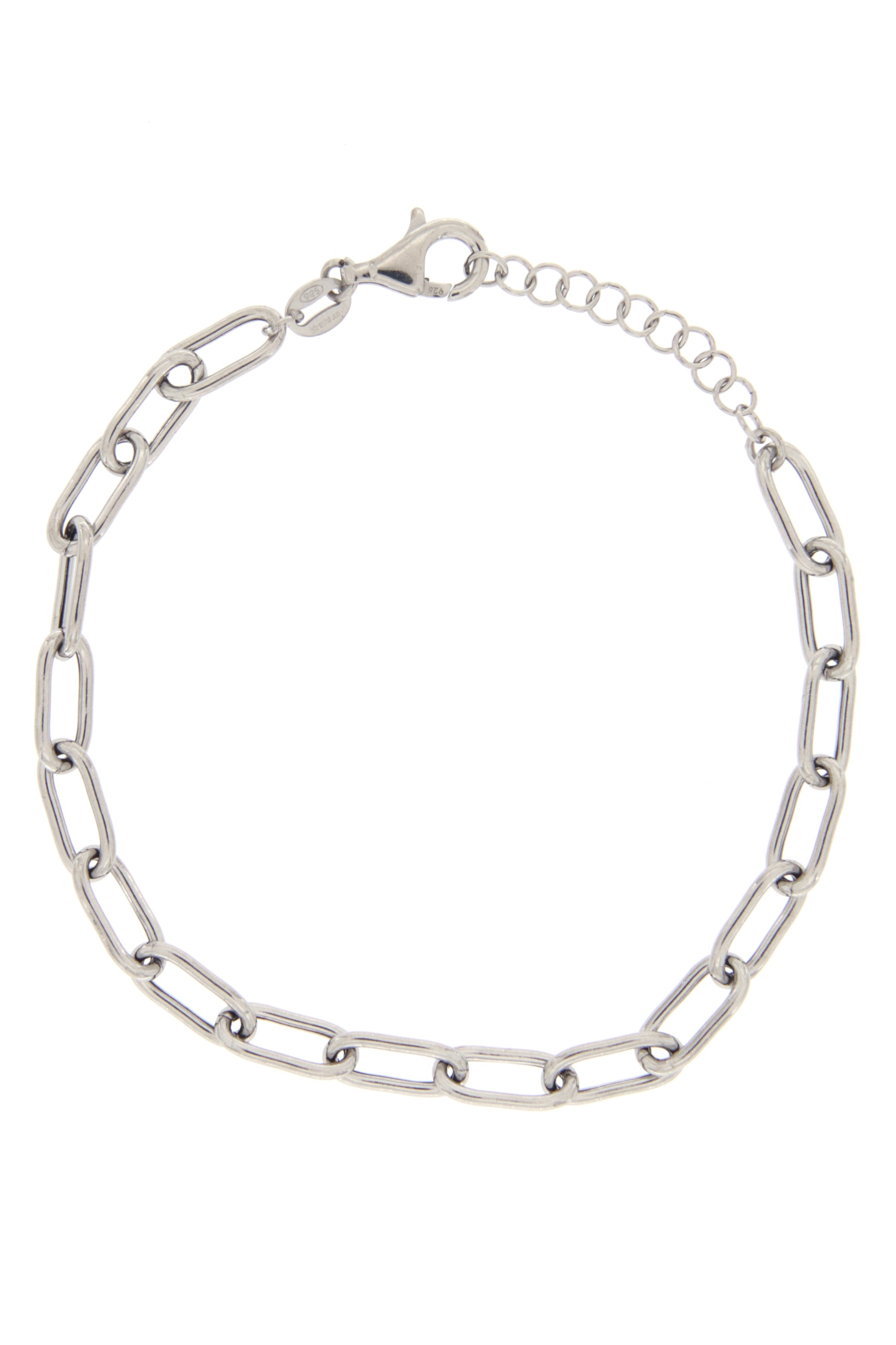Bracciale base per ciondoli in argento 925. Lunghezza 17+3 cm