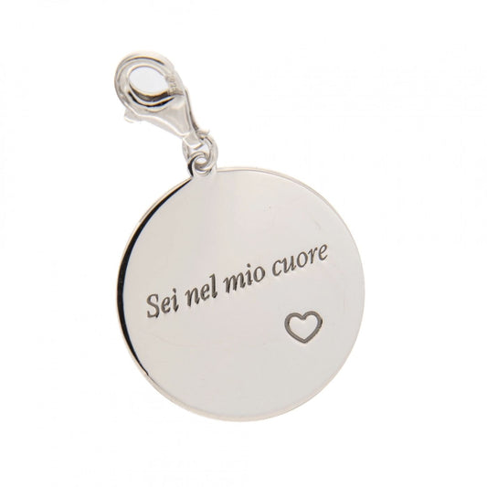 Ciondolo con incisione "Sei nel mio cuore" in argento 925. Diametro 2 cm