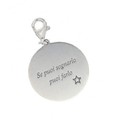 Ciondolo con incisione "Se puoi sognarlo puoi farlo" in argento 925. Diametro 2 cm