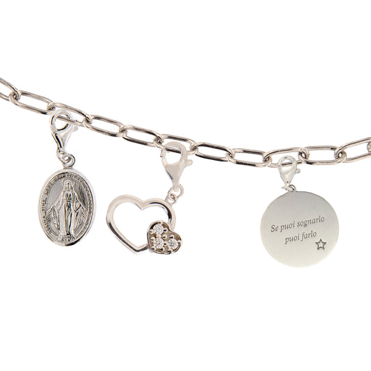Ciondolo con incisione "Se puoi sognarlo puoi farlo" in argento 925. Diametro 2 cm
