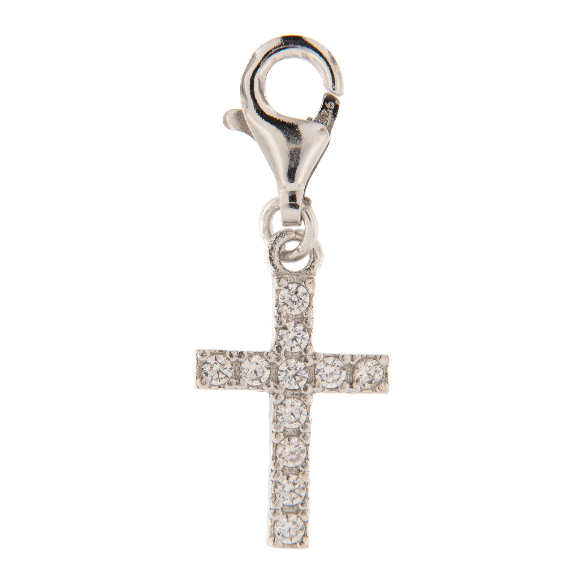 Ciondolo Croce con zirconi in argento 925. Dimensioni 2,5x2 cm