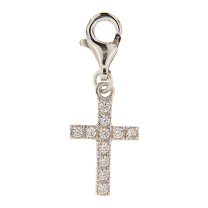 Ciondolo Croce con zirconi in argento 925. Dimensioni 2,5x2 cm