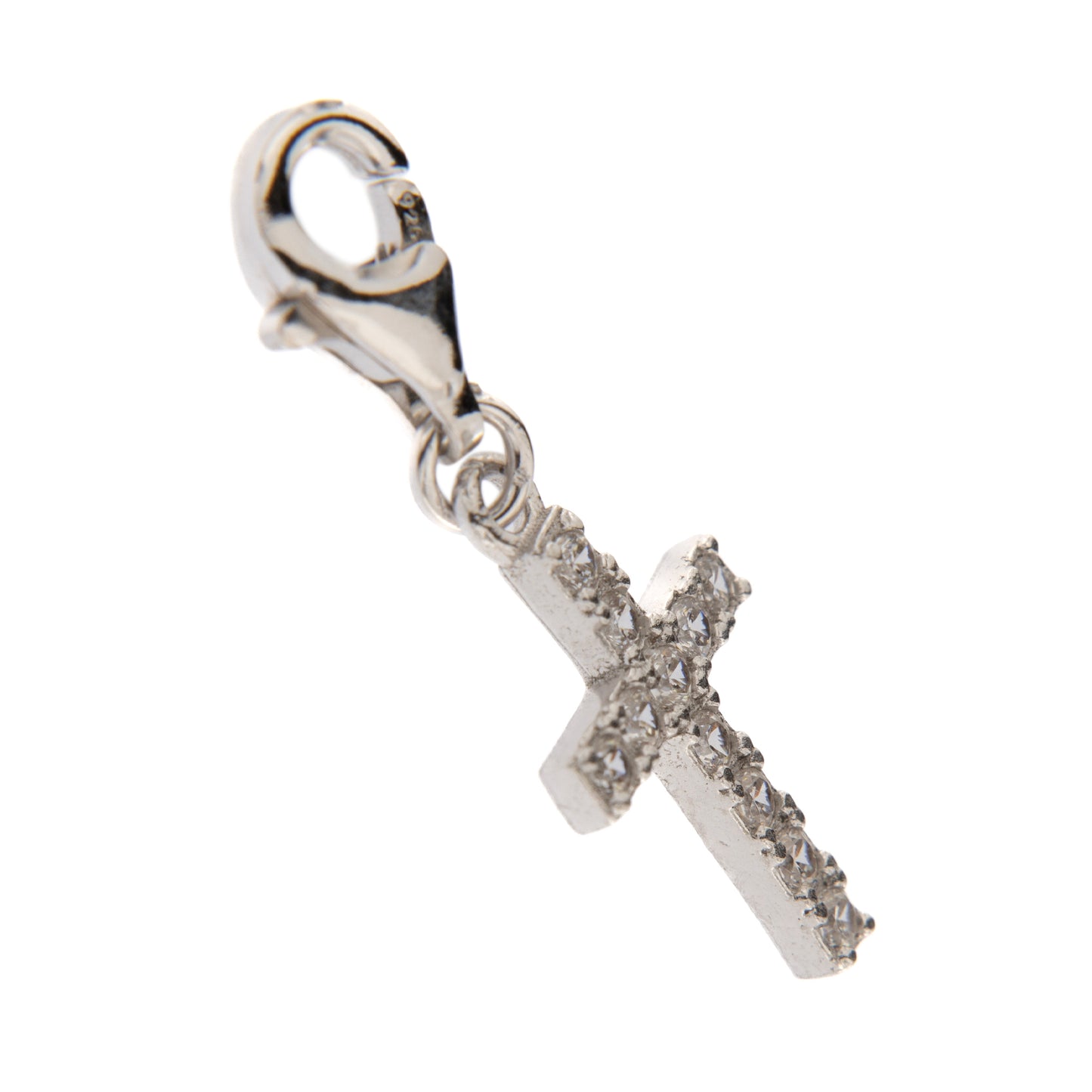 Ciondolo Croce con zirconi in argento 925. Dimensioni 2,5x2 cm
