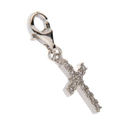 Ciondolo Croce con zirconi in argento 925. Dimensioni 2,5x2 cm