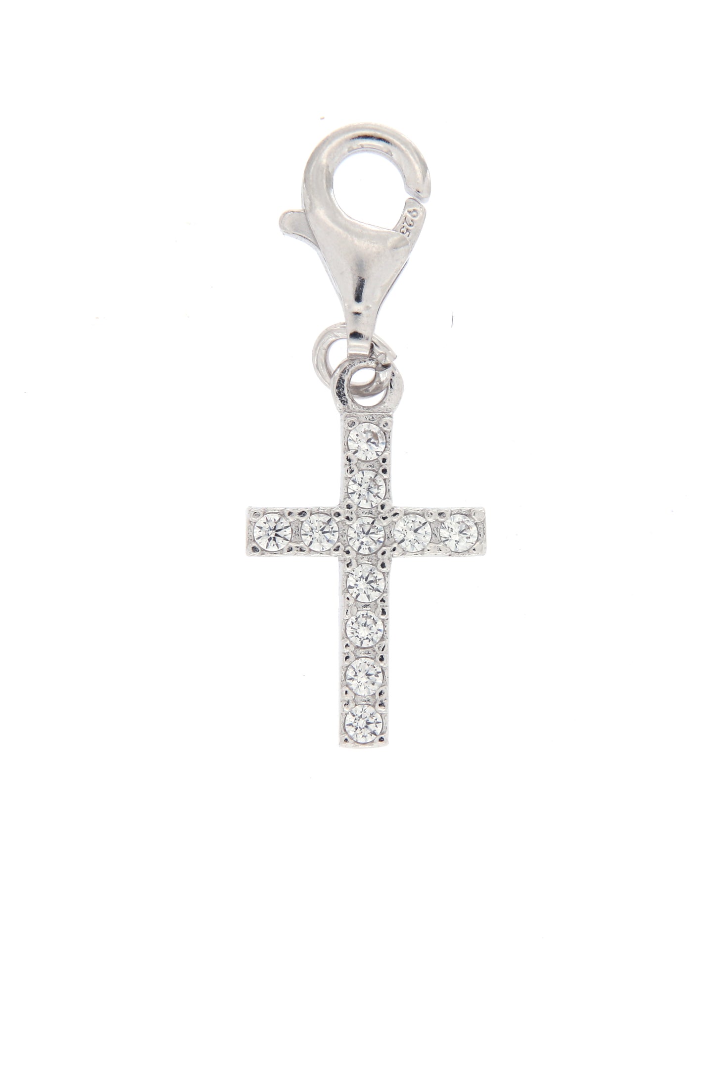 Ciondolo Croce con zirconi in argento 925. Dimensioni 2,5x2 cm