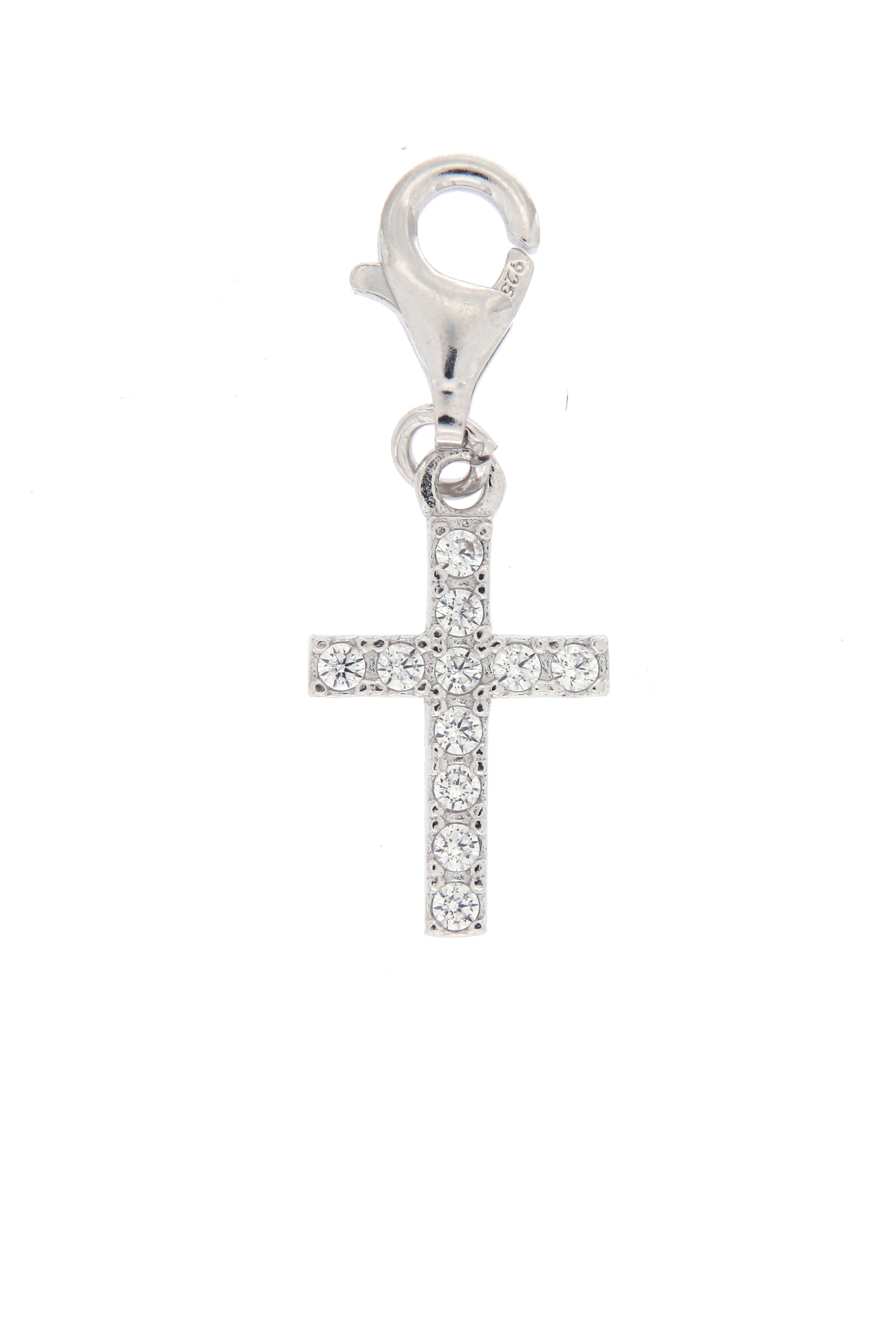 Ciondolo Croce con zirconi in argento 925. Dimensioni 2,5x2 cm