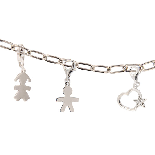 Ciondolo Cuore e stella con zirconi in argento 925. Dimensioni 1x0,6 cm
