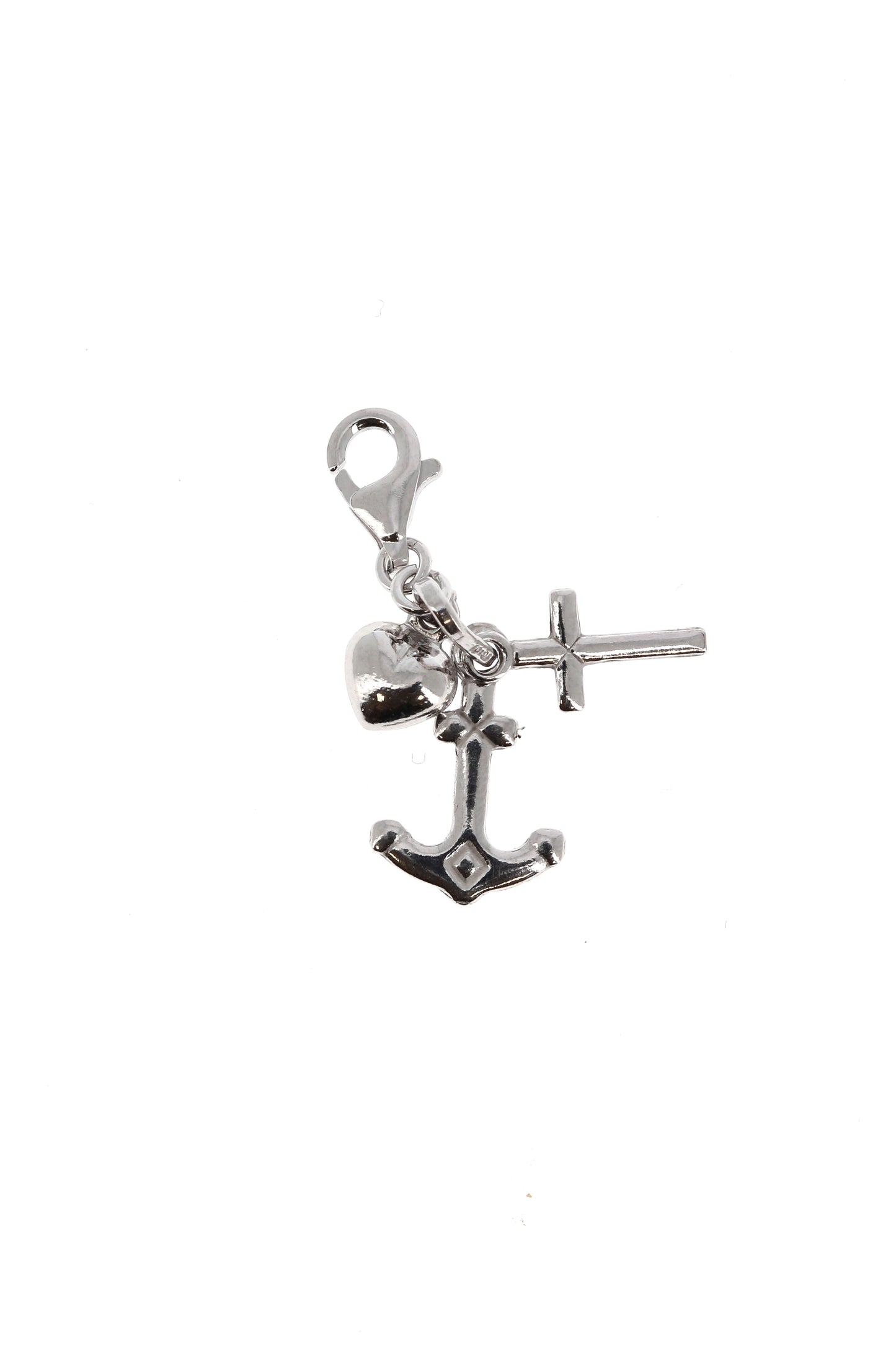 Ciondolo Fede, Speranza, Carità in argento 925. Dimensioni 1x1,5 cm