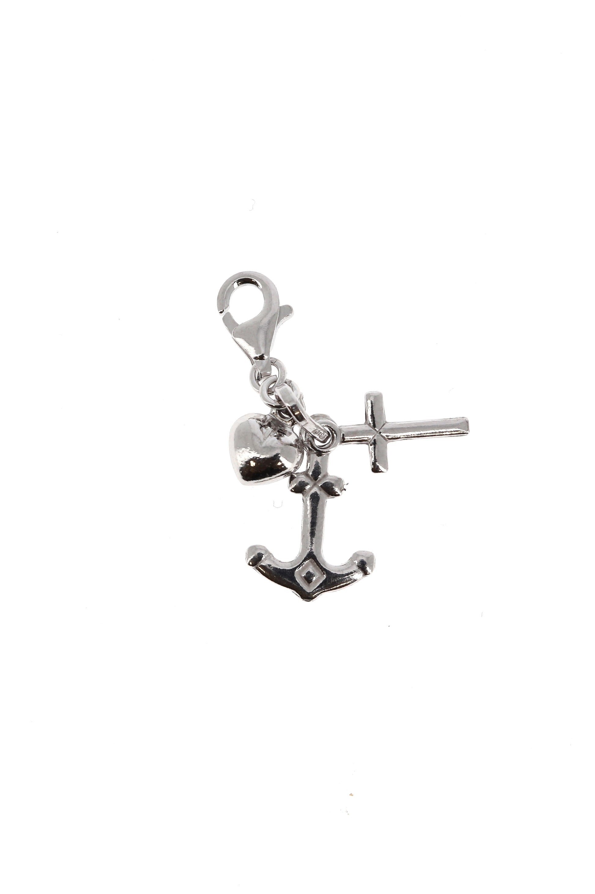Ciondolo Fede, Speranza, Carità in argento 925. Dimensioni 1x1,5 cm