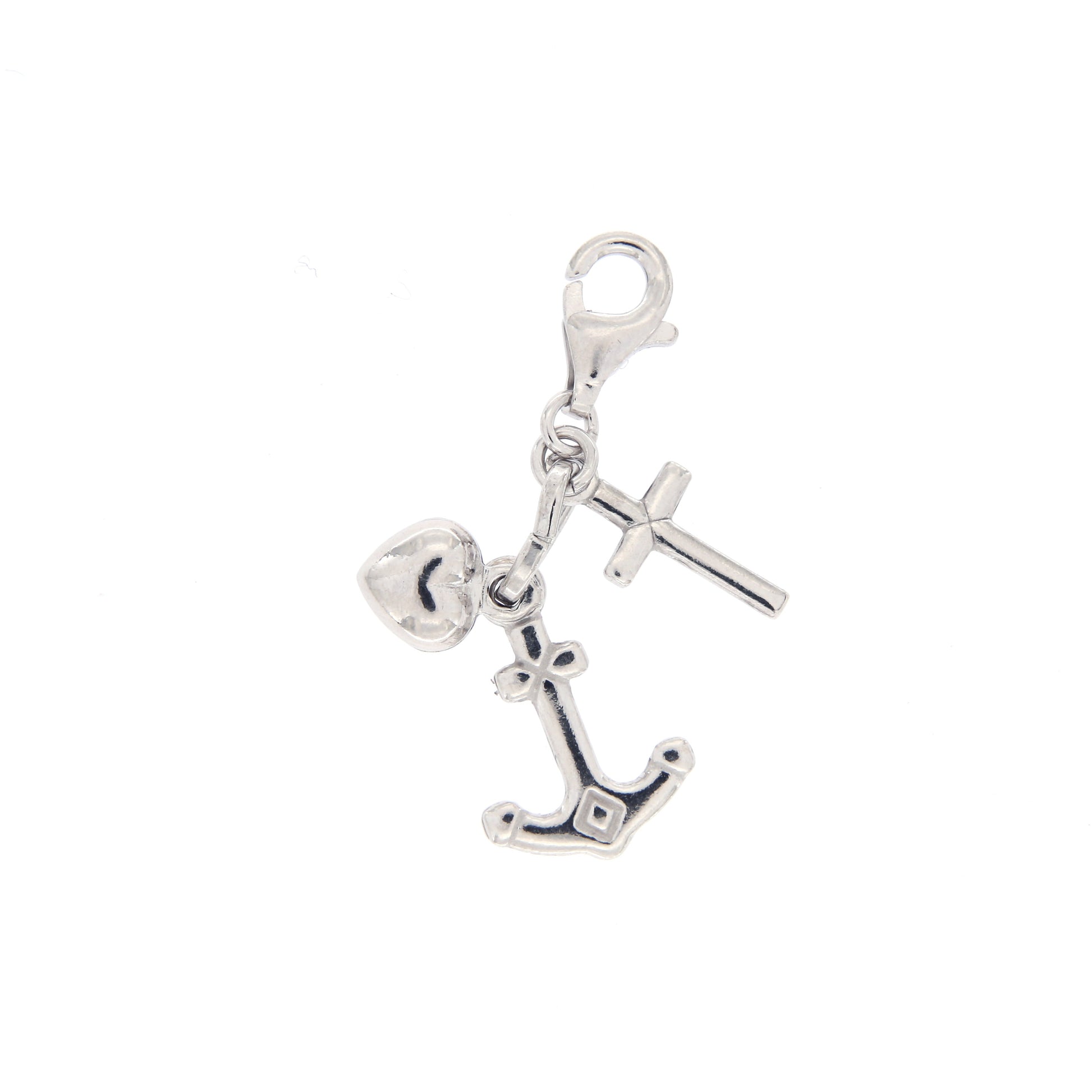 Ciondolo Fede, Speranza, Carità in argento 925. Dimensioni 1x1,5 cm
